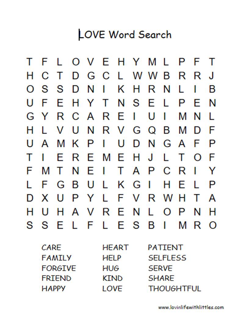 Love Word Search Puzzles Gambaran