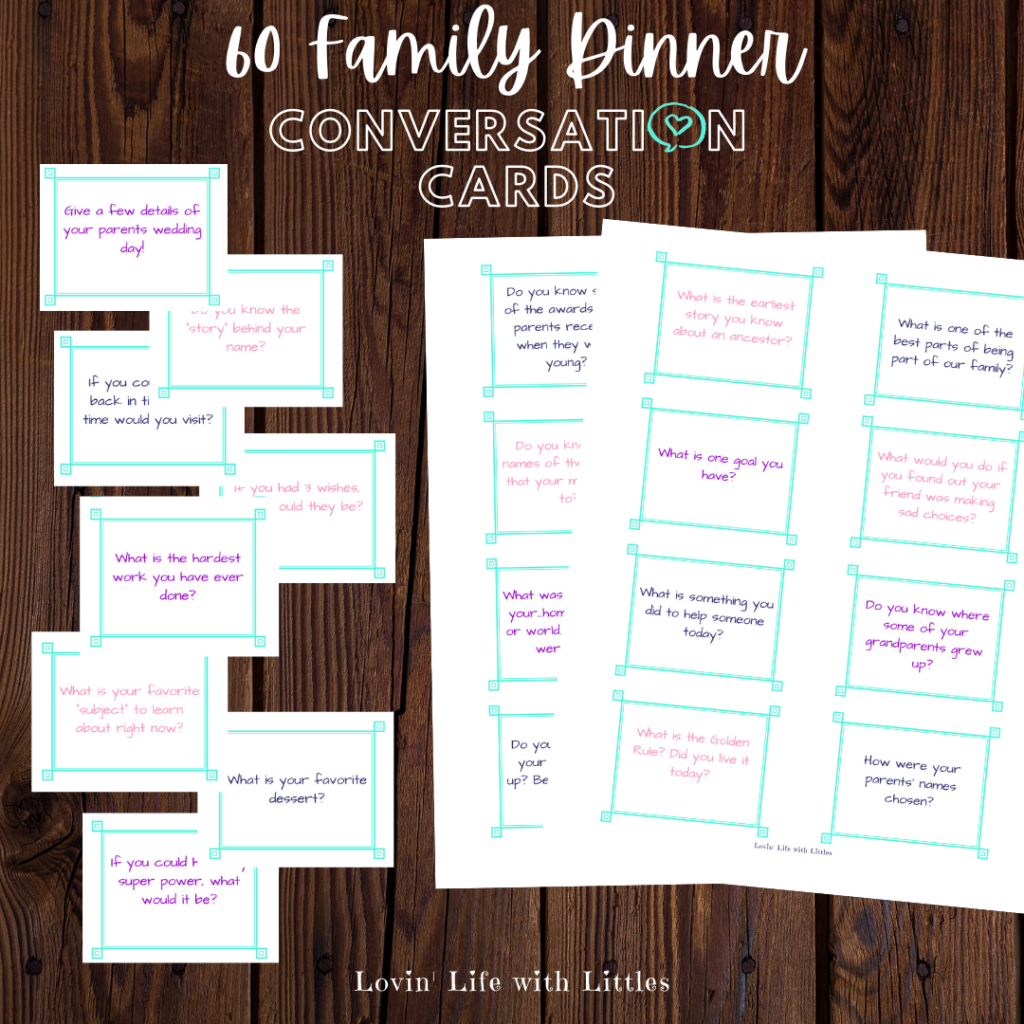 Family Dinner Conversation Cards • Lovin' Life with Littles