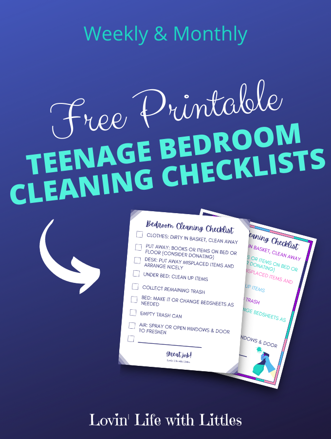 Teenage Bedroom Cleaning Checklist | Monthly and Weekly Free Printables - Lovin&rsquo; Life with Littles